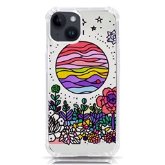 Rainbow Fun Cute Minimal Doodle Drawing Unique Iphone 14 Tpu Uv Print Case