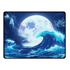 Waves Ocean Sea Tsunami Nautical Blue Fleece Blanket (small)