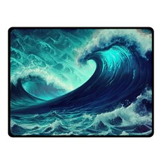 Ai Generated Waves Ocean Sea Tsunami Nautical Fantasy Fleece Blanket (small)