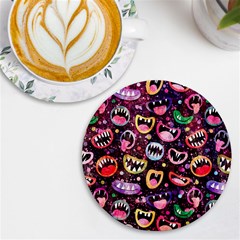 Funny Monster Mouths Uv Print Round Tile Coaster