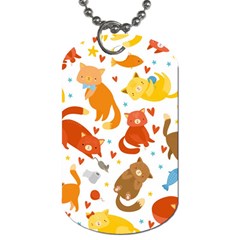 Seamless Pattern With Kittens White Background Dog Tag (one Side)