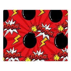 Pop Art Comic Pattern Bomb Boom Explosion Background Two Sides Premium Plush Fleece Blanket (large)