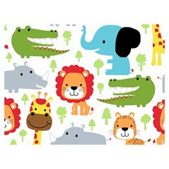 Seamless Pattern Vector With Animals Cartoon Two Sides Premium Plush Fleece Blanket (extra Small)
