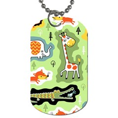 Seamless-pattern-with-wildlife-animals-cartoon Dog Tag (one Side)