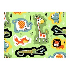 Seamless-pattern-with-wildlife-animals-cartoon Two Sides Premium Plush Fleece Blanket (mini)