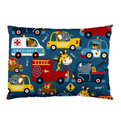 Seamless Pattern Vehicles Cartoon With Funny Drivers Pillow Case (two Sides)