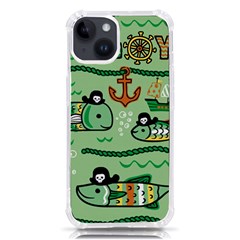 Seamless Pattern Fishes Pirates Cartoon Iphone 14 Tpu Uv Print Case