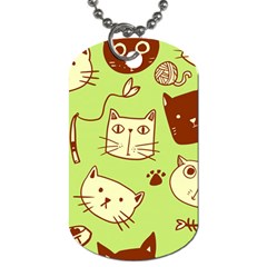 Cute-hand-drawn-cat-seamless-pattern Dog Tag (one Side)