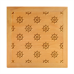 Nautical-seamless-pattern Wood Photo Frame Cube