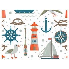 Nautical-elements-pattern-background Two Sides Premium Plush Fleece Blanket (extra Small)