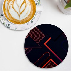 Gradient-geometric-shapes-dark-background-design Uv Print Round Tile Coaster