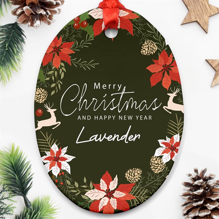 Christmas green Poinsettia Ornament (Oval)