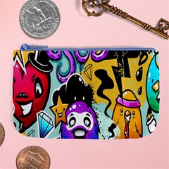 Cartoon Graffiti, Art, Black, Colorful, Wallpaper Large Coin Purse