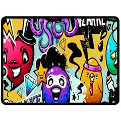 Cartoon Graffiti, Art, Black, Colorful, Wallpaper Fleece Blanket (large)