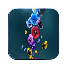 Falling Flowers, Art, Coffee Cup, Colorful, Creative, Cup Square Metal Box (black)