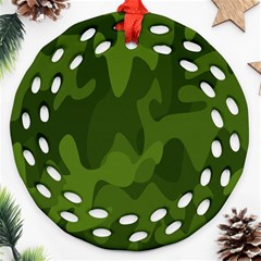 Green Camouflage, Camouflage Backgrounds, Green Fabric Round Filigree Ornament (two Sides)