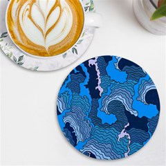 Blue Moving Texture Abstract Texture Uv Print Round Tile Coaster