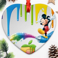 Mickey Mouse, Apple Iphone, Disney, Logo Heart Ornament (two Sides)