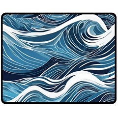 Abstract Blue Ocean Wave Fleece Blanket (medium)