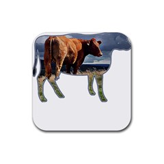 Brown Cow T- Shirt Brown Cow Painting Within A Cow Silhouette Outline T- Shirt Yoga Reflexion Pose T- Shirtyoga Reflexion Pose T- Shirt Rubber Coaster (square)