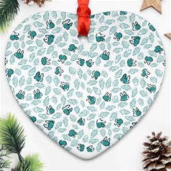 Art T- Shirt Pastel Blue Bunnies And Sky Blue Carrots On Cotton Candy Pink Easter Pattern T- Shirt Heart Ornament (two Sides)