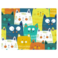 Cat T- Shirt Cute Cats Colorful Seamless Pattern T- Shirt Two Sides Premium Plush Fleece Blanket (extra Small)