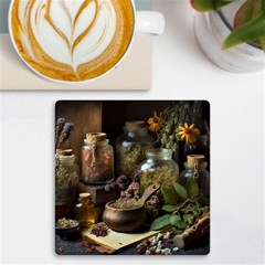 Apothecary Old Herbs Natural Uv Print Square Tile Coaster 
