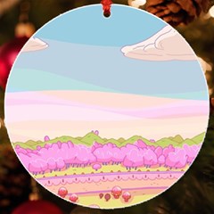 Pink And White Forest Illustration Adventure Time Cartoon Uv Print Acrylic Ornament Round