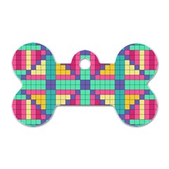 Checkerboard Squares Abstract Texture Patterns Dog Tag Bone (one Side)
