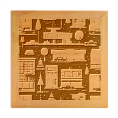 Background Mid Century Modern Wood Photo Frame Cube