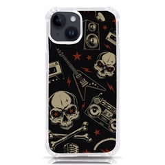 Grunge Seamless Pattern With Skulls Iphone 14 Tpu Uv Print Case