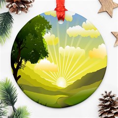 Wallpaper Background Landscape Ornament (round)
