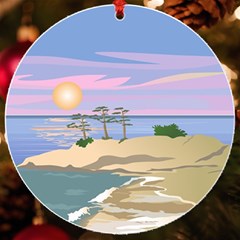 Vacation Island Sunset Sunrise Uv Print Acrylic Ornament Round