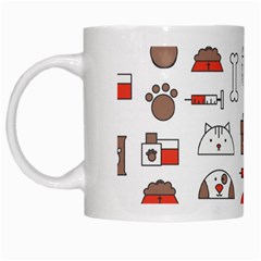 Vector Thin Line Art Vet Seamless Pattern White Mug