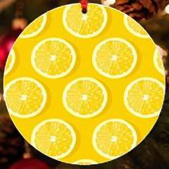 Lemon Fruits Slice Seamless Pattern Uv Print Acrylic Ornament Round