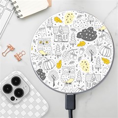 Doodle Seamless Pattern With Autumn Elements Wireless Fast Charger(white)