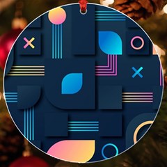 Gradient Geometric Shapes Dark Background Uv Print Acrylic Ornament Round