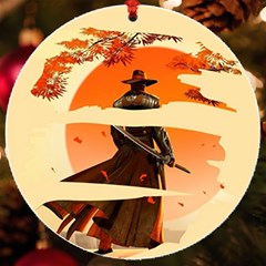 Samurai Art Ninja Katana Anime Aesthetic  Japanese Lore Style Mythology Retro Classic Warrior Uv Print Acrylic Ornament Round