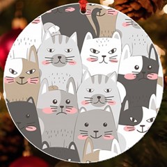 Cute Cats Seamless Pattern Uv Print Acrylic Ornament Round