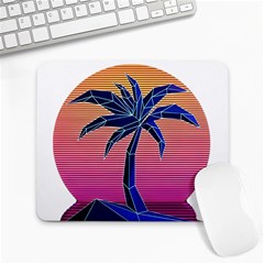 Abstract 3d Art Holiday Island Palm Tree Pink Purple Summer Sunset Water Large Mousepad
