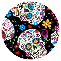 Sugar Skull Black Olorful Flower Round Trivet
