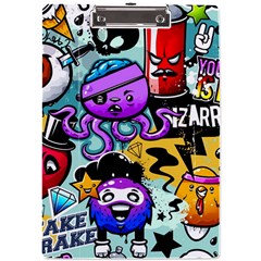 Cartoon Graffiti, Art, Black, Colorful A4 Acrylic Clipboard