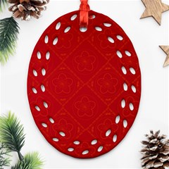 Red Chinese Background Chinese Patterns, Chinese Oval Filigree Ornament (two Sides)