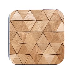 Wooden Triangles Texture, Wooden Wooden Square Metal Box (black)