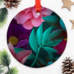 Flowers, Mate, Pink, Purple, Stock Wall Round Ornament (two Sides)