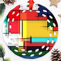 Multicolored Retro Abstraction%2 Round Filigree Ornament (two Sides)