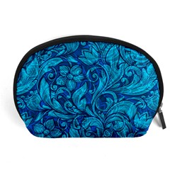 Blue Floral Pattern Texture, Floral Ornaments Texture Accessory Pouch (large)