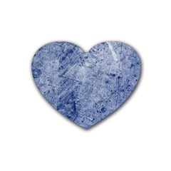 Blue Grunge Texture, Wall Texture, Blue Retro Background Rubber Coaster (heart)
