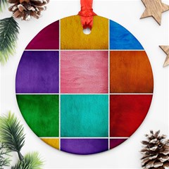 Colorful Squares, Abstract, Art, Background Round Ornament (two Sides)