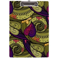 Green Paisley Background, Artwork, Paisley Patterns A4 Acrylic Clipboard